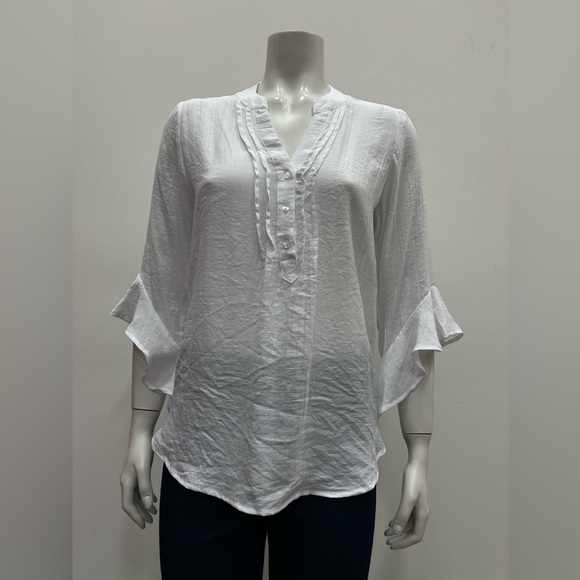 Elegant White Ruffle Sleeve Women's Top - Picture 1 of 1